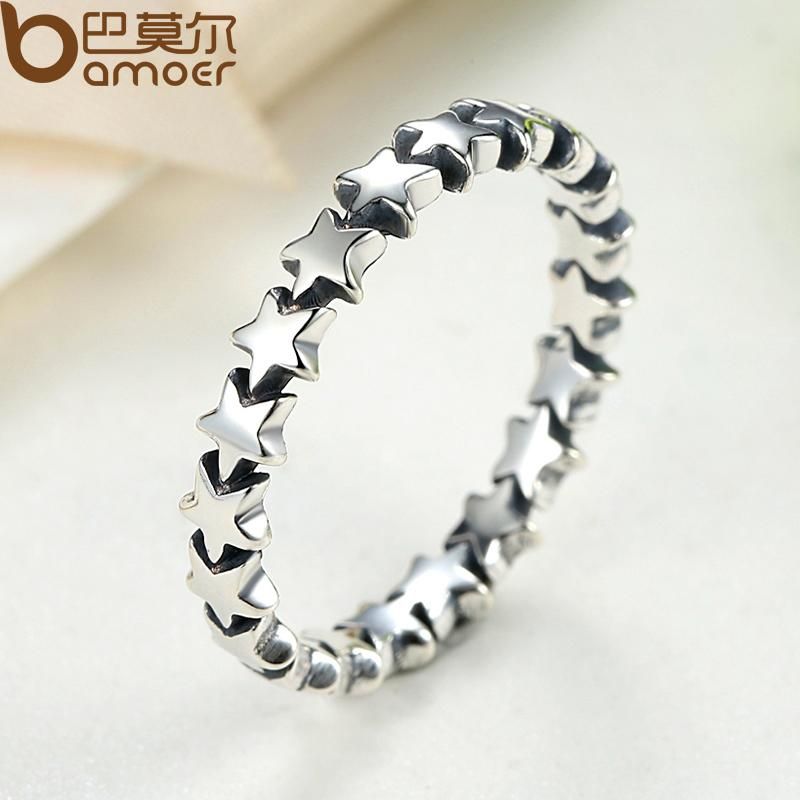 2021 100% 925 Sterling Silver Pandora Style Finger Ring Star Trail
