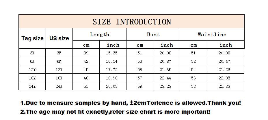 1 year old size chart