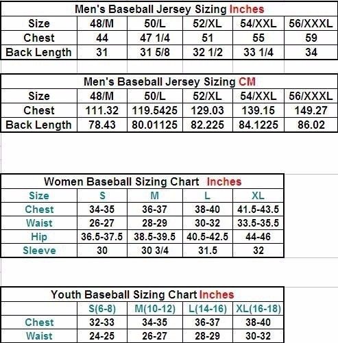 mlb jersey sizes chart