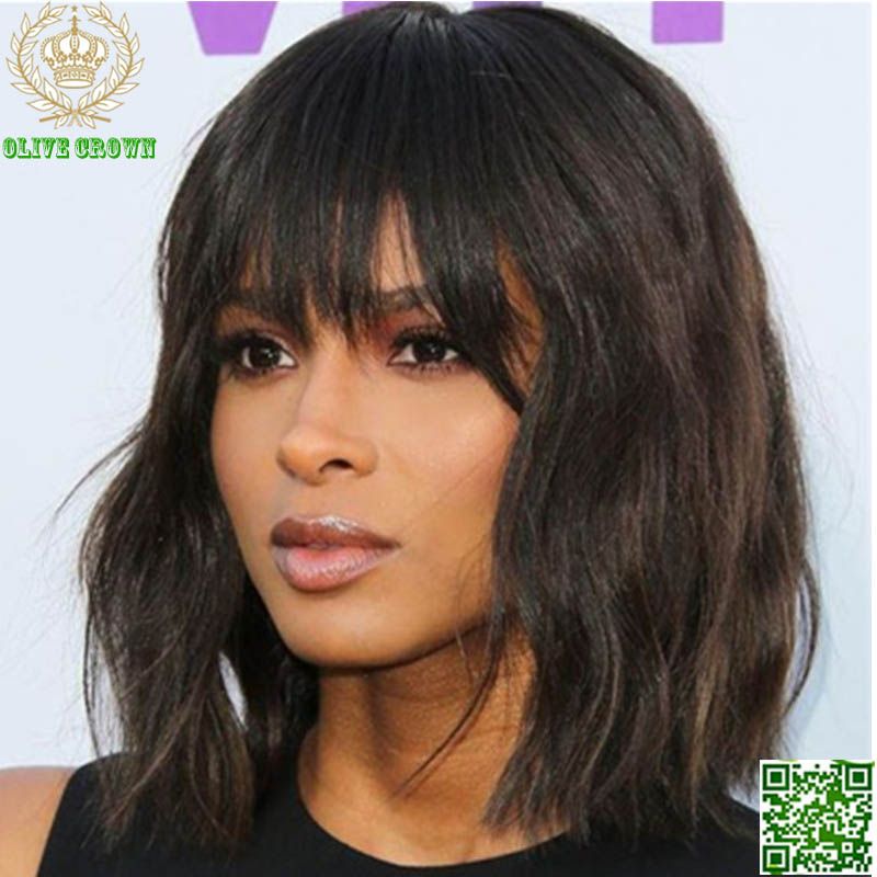 Malaysian Human Hair Full Lace Wig Short Wavy Bob Lace Front Wig With Air Bangs Canada 2019 From Olivehair Cad 135 47 Dhgate Canada