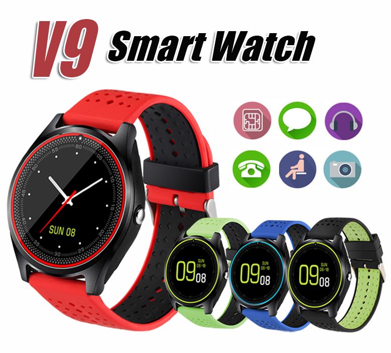 V9 Smart Watch With Camera Heart Rate Monitor Bluetooth Smartwatch SIM Card Wristwatch For