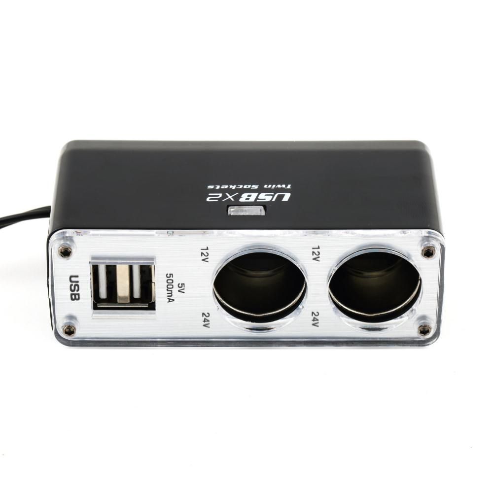 Dual USB 2 Way Auto Car Cigarette Lighter Socket Splitter Charger MP3 Player