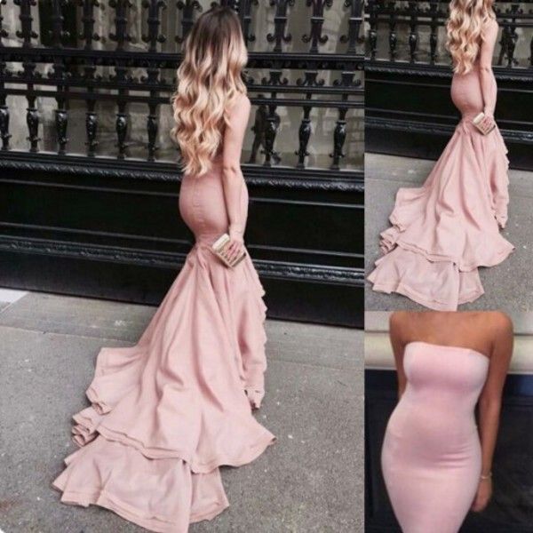 strapless tight prom dress