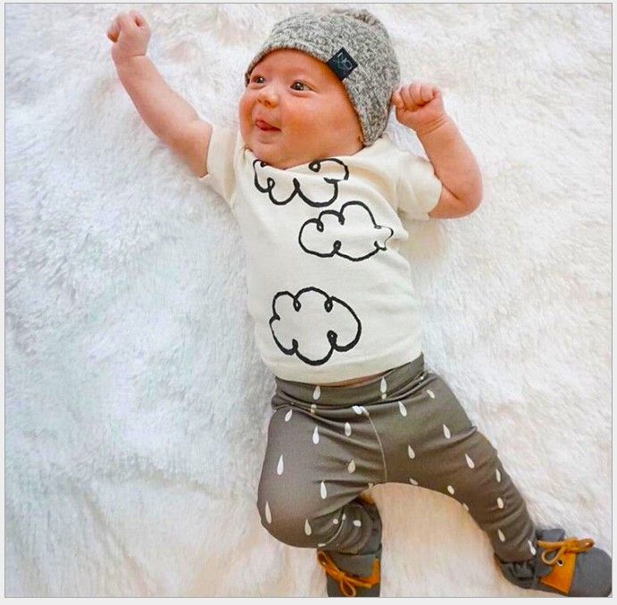 PCLOUD Toddler Boys and Girls Cute Dog Short Sleeve T-Shirt and Jeans Suit