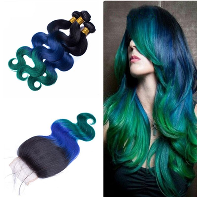 9a Teal Ombre Hair Extensions 1b Blue Green Ombre Human Hair