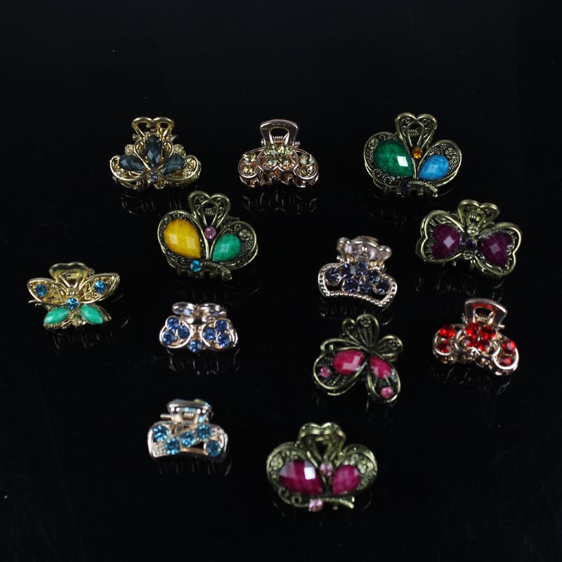 Wholesale 12 pcs Set Of Crystal Barrette With 6 Different Color