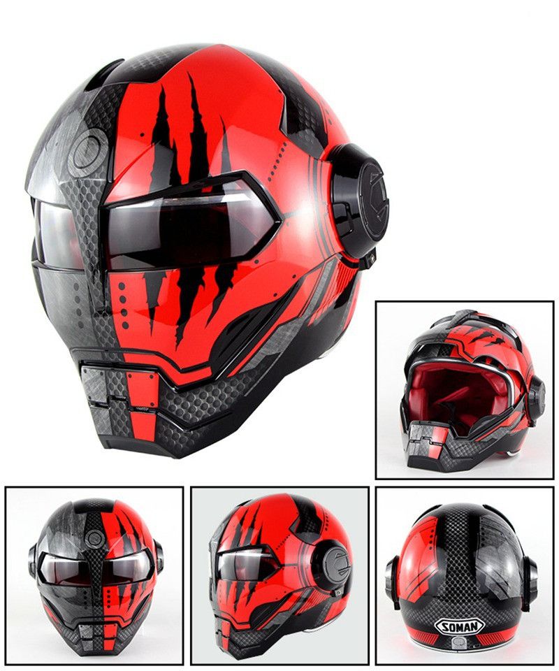 Acquistare SOMAN Black IRONMAN Iron Man Casco Moto Casco Moto Capacetes  Casco Retro Casque Motocross Helmet Economico | Consegna Veloce E Qualità |  DHgate Italy