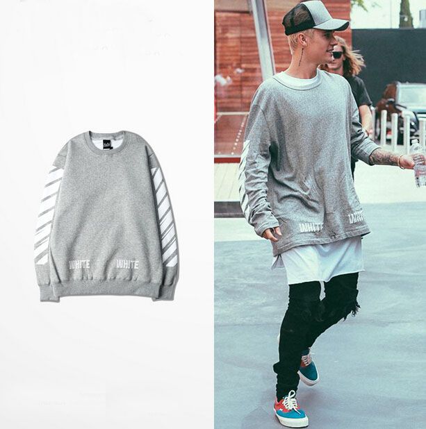 Autumn Winter Collection 100% Justin Bieber Off White Long Shirt Stripe Grey Black Sale For Men Women From Lookalike, $29.45 | DHgate.Com