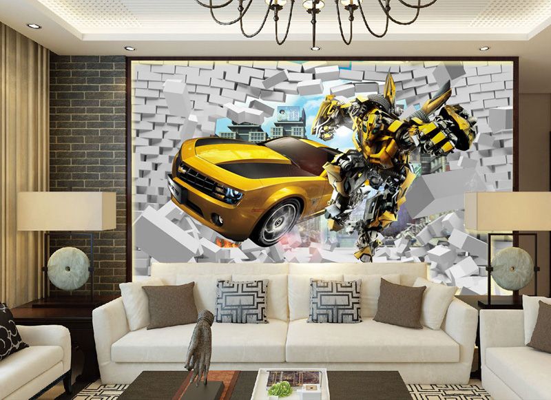 Transformers Photo Wallpaper Bumblebee Wall Mural 3d Bricks