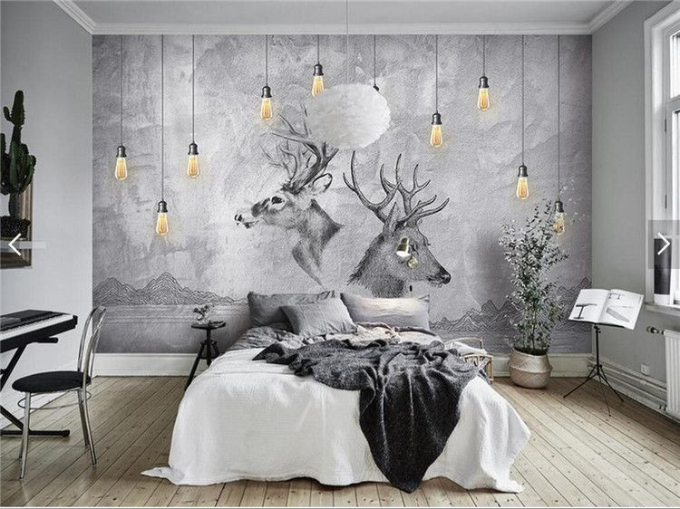 European 3d Abstract Grey Elk Animal Photo Wallpaper Wall Murals Hd Wall Paper Rolls Home Wall Art Decorative Wapiti Mural Canada 2019 From Fumei168