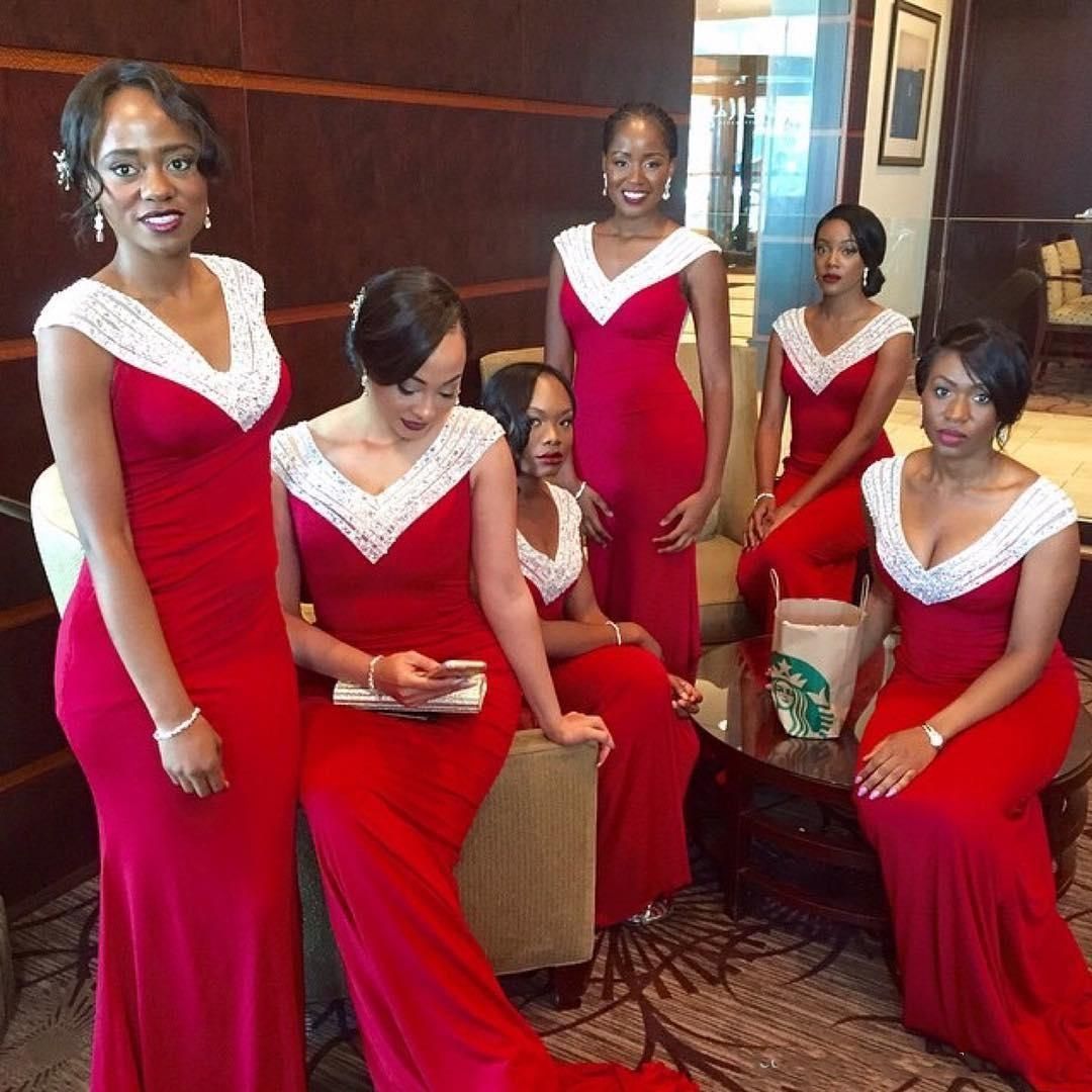 bridesmaid dresses red and white
