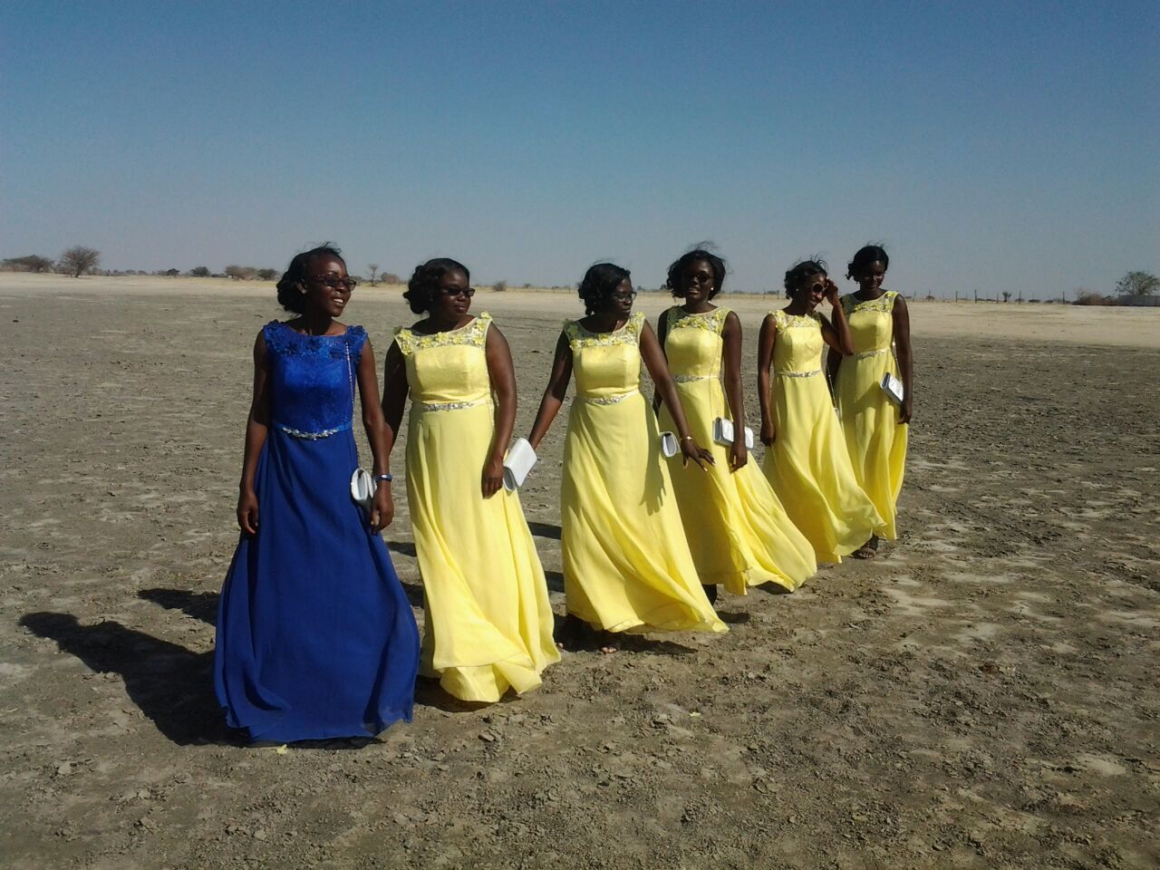 yellow and blue wedding dress