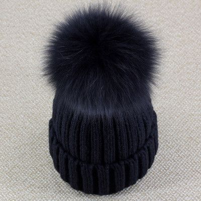 Knit Hat Womens Ski Cap Ladies Winter Warm Fur Pom Ball Bobble Crochet Beanie