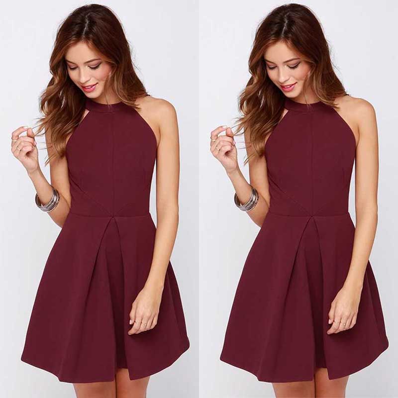 burgundy knee length dress