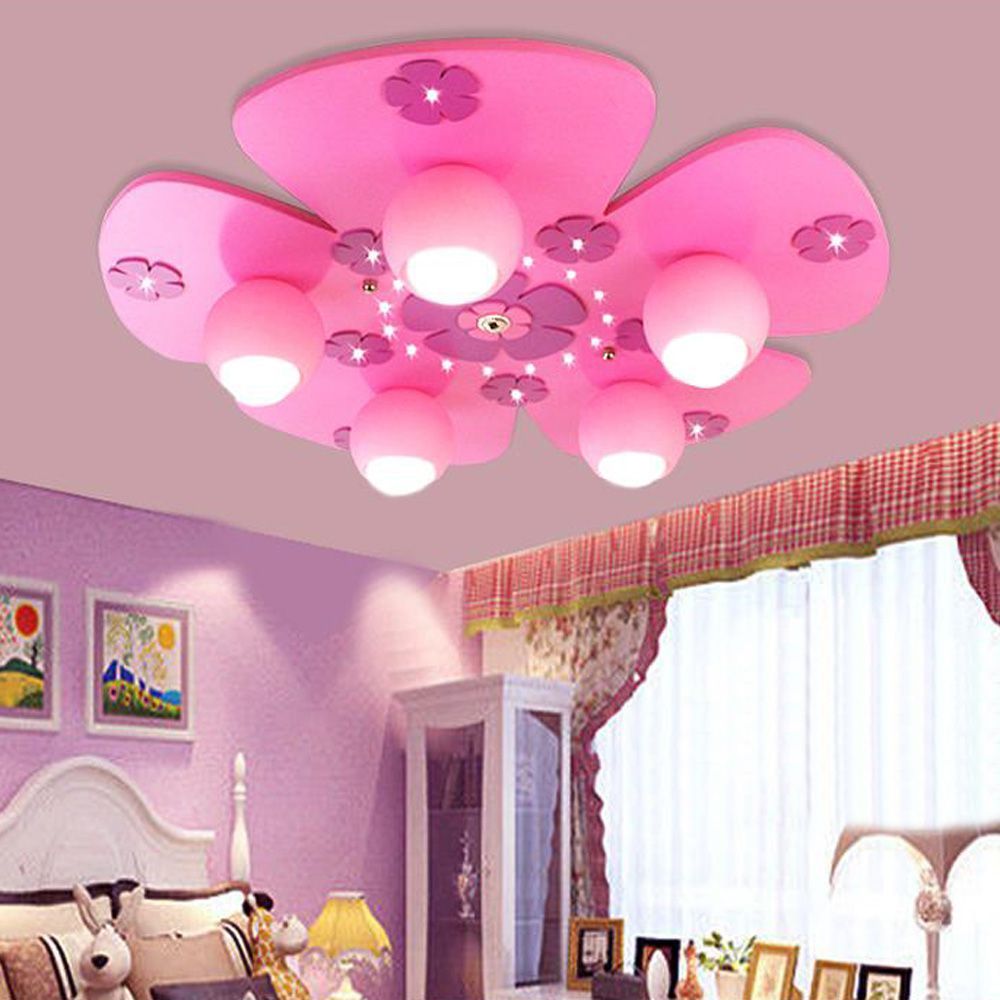 2019 Cute Cartoon Pink Flowers Children S Room Ceiling Lamps Fashion Princess Room Ceiling Lights Girl S Bedroom Ceiling Lighting From Oovov 169 85