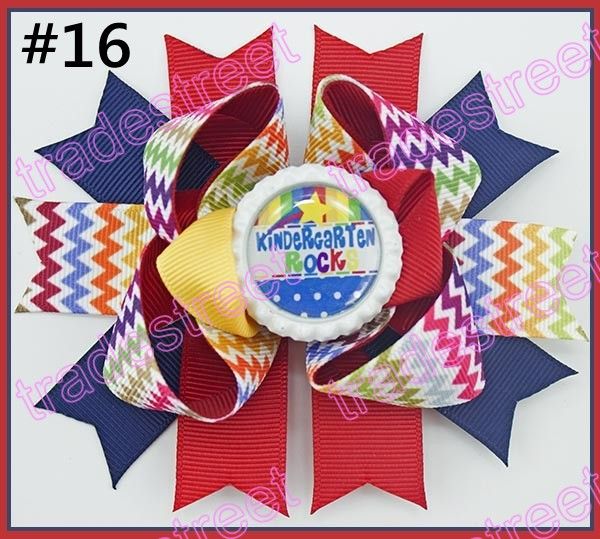 5/" Crayon Back to School Stacked Boutique Hair Bow 2 colors available