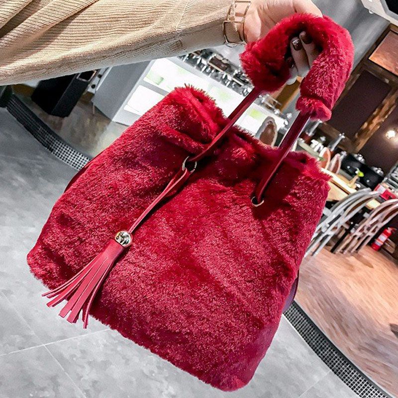 red fur handbag
