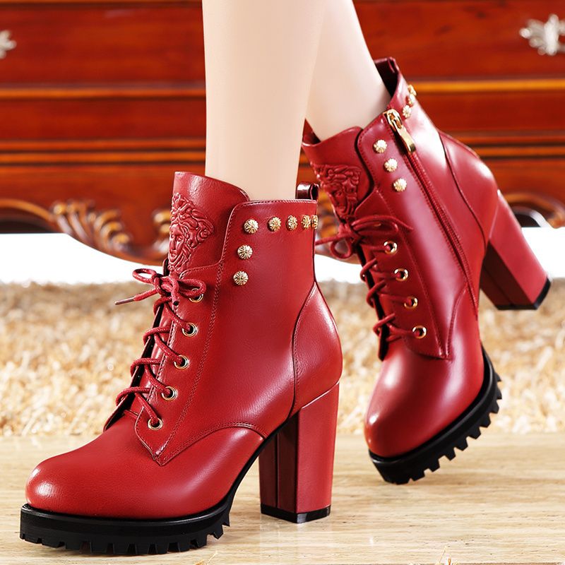 2016 mujeres de la manera botas de vaquero botas botines del remache del dedo