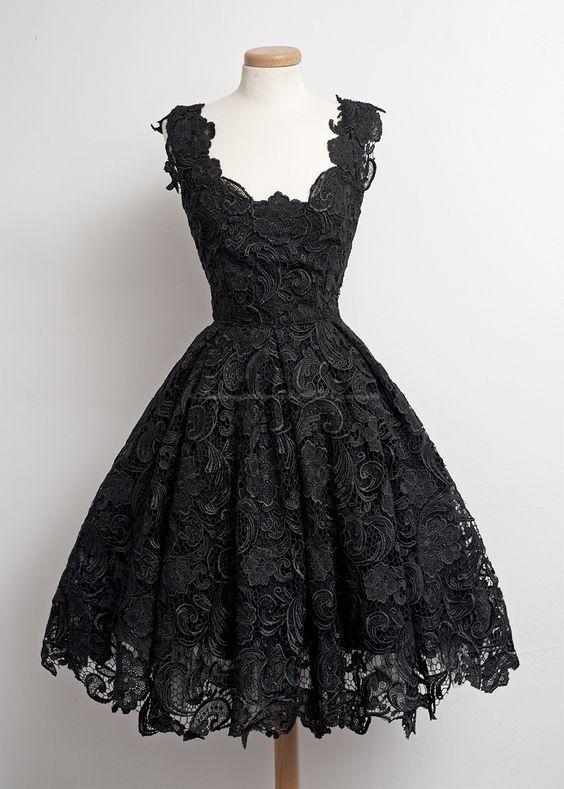 Acquistare Abiti Neri Classici Vintage Abiti Vintage Anni 50 Con Bordo  Smerlato Al Ginocchio In Pizzo Anni 50 Pizzo Nero Abiti Da Ballo / Festa /  Ritorno A Casa Economico | Consegna