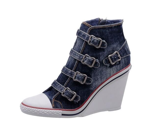 blue jean wedges women's shoes