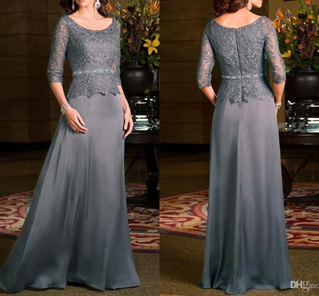 grey long dress with sleeves