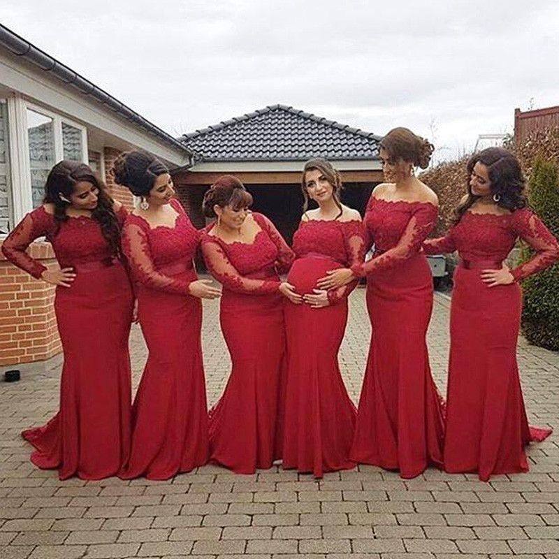 Dark Red Plus Size Bridesmaid Dresses 