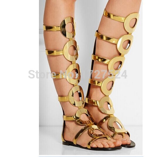 gold gladiator boots