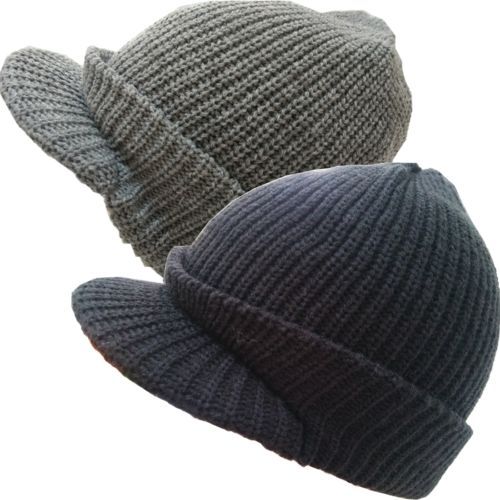 mens knit hat with brim
