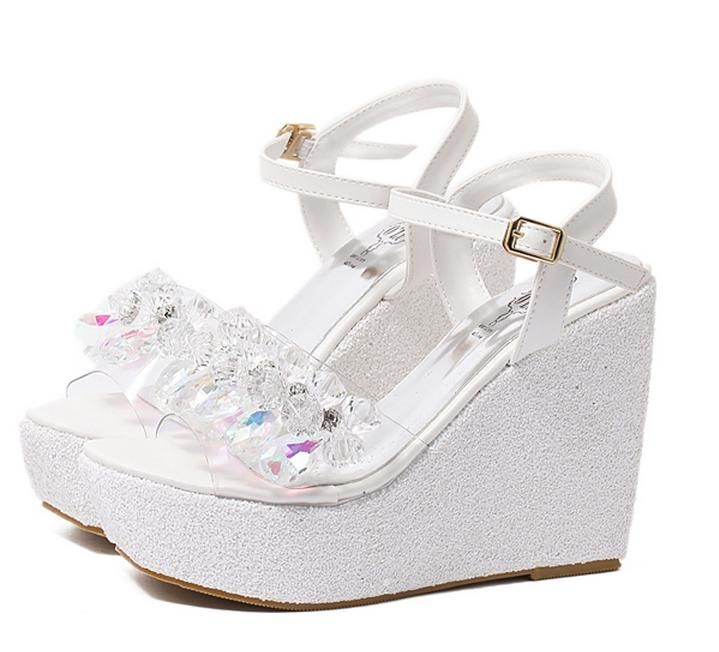White glitter wedges Clearance