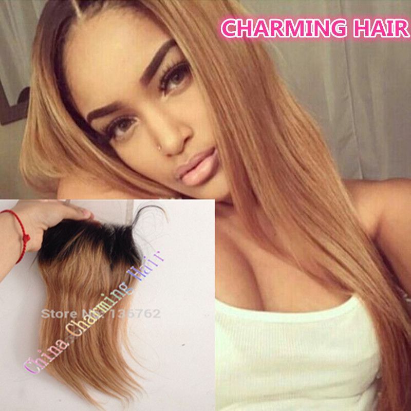 2019 8a Dark Roots Ombre 1b 27 Honey Blonde Hair Lace Closure
