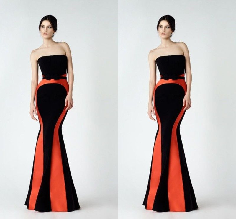 black and orange dress