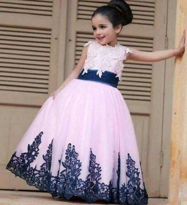 navy blue and blush pink flower girl dresses
