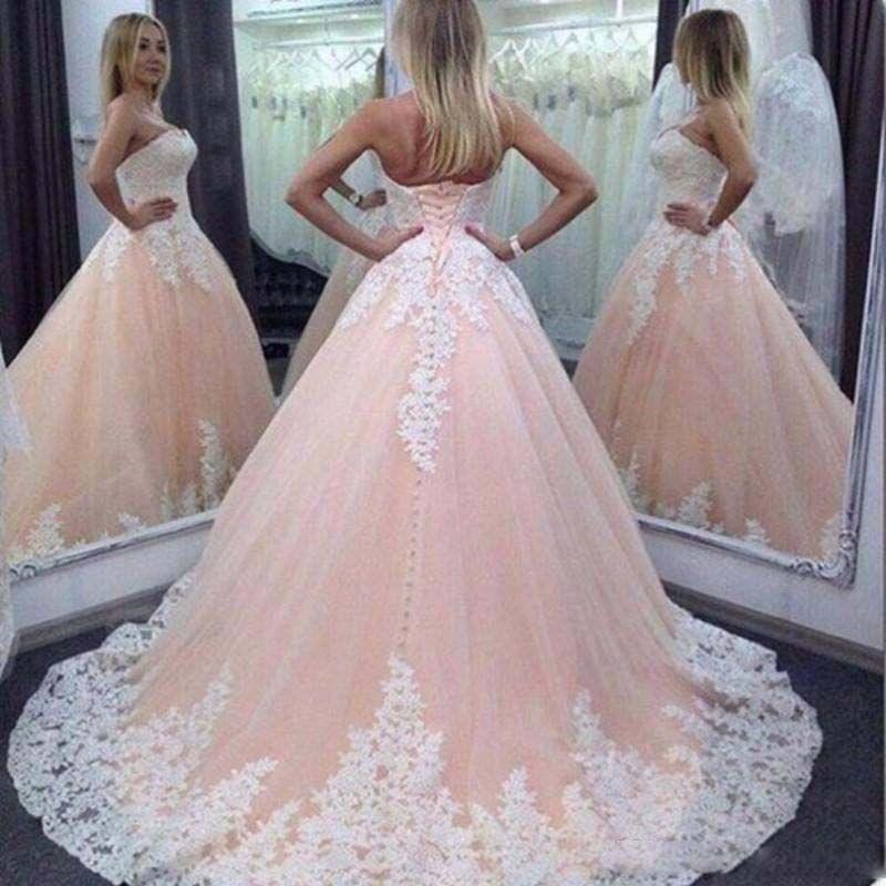 light pink wedding dress plus size