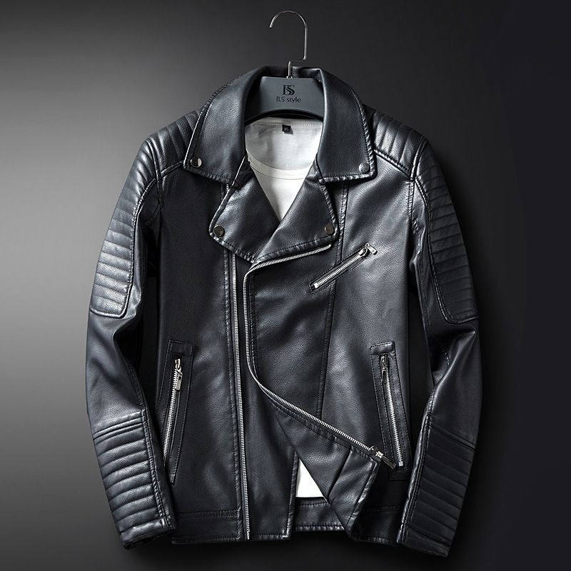 New Arrival Mens Faux Black Leather Jackets For Men Slim Fit Casual Coat Hombre Biker Jacket Blue Trench Windbreaker