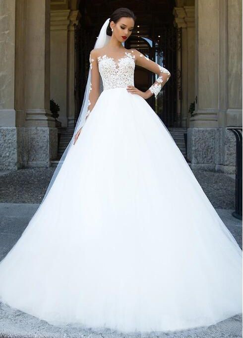 Grosshandel 2019 Prinzessin Langarm Land Brautkleider Brautkleider Sheer Top Spitze Applizierte Tull Brautkleid Brautkleid Von Andybridaldresses 141 71 Auf De Dhgate Com Dhgate