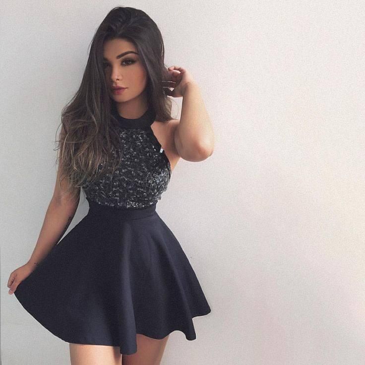 black a line short dress