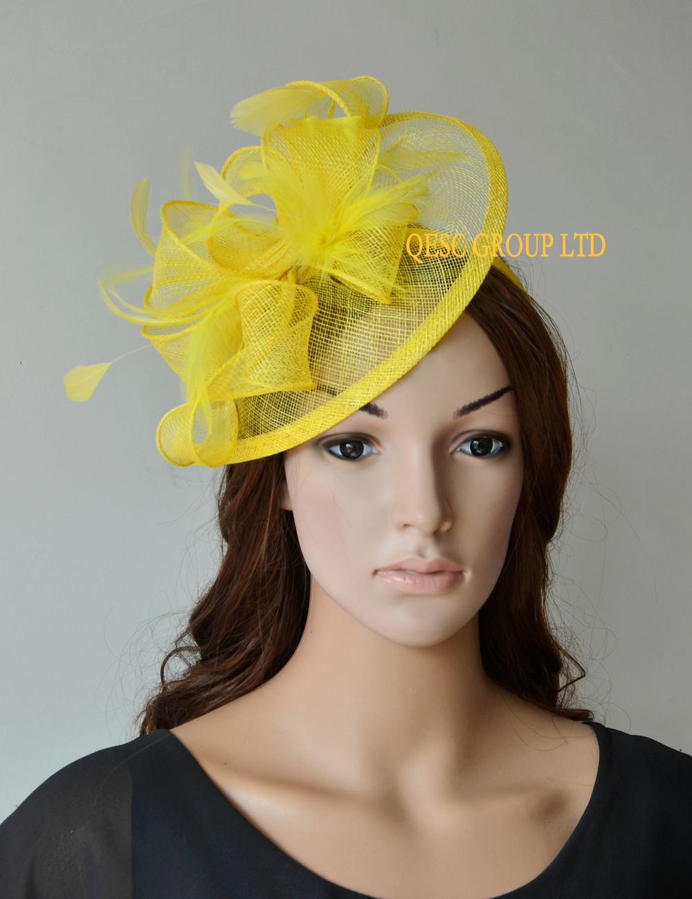 Yellow Bridal Fascinator Sinamay 