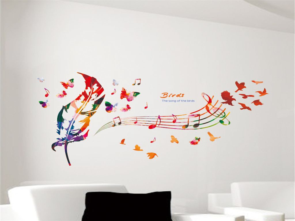 Flying Feather Salon Wall Sticker Home Decor À faire soi-même Maison Décor