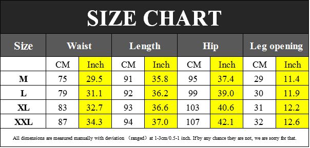 Mens Small Pants Size Chart