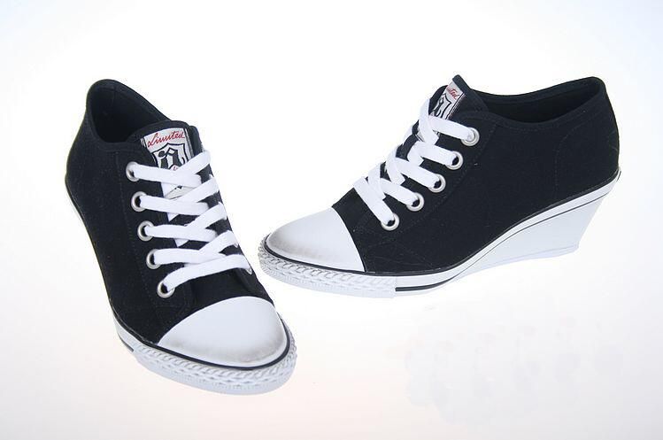 Anniv Coupon Below] Womens Ash Genial Small Wedge Sneakers Black Canvas Low Lace Up Fashion Denim ASH Trainers Tide Sport Shoes From Lindalisa, $93.45 | DHgate.Com