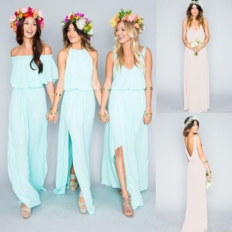 flowy beach bridesmaid dresses