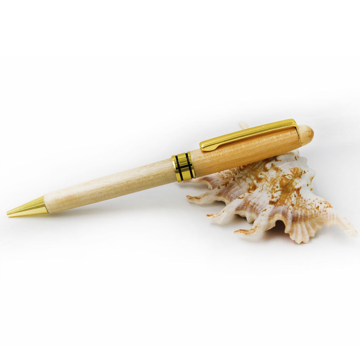 White wooden ballpoint pen