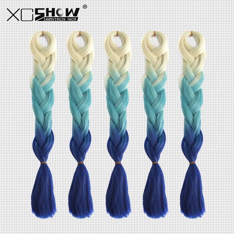 24INCH 100 GRAM BLONDE LIGHT BLUE DARK BLUE TRANSITIONAL ULTRA BRAID