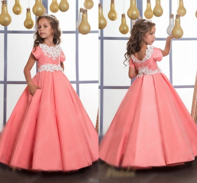 Compre Apliques De Encaje Arabe Vestidos De Nina De Flores Satin Water Melon Vestidos Infantiles Hermosa Nina Vestido De Boda Vestidos De Disfraces Hechos A Medida A 56 77 Del Sexypromdress
