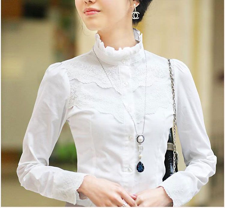 Paola blusa camisa talla 44 hasta 54 sobre tamaño crema blanco con cordones 690
