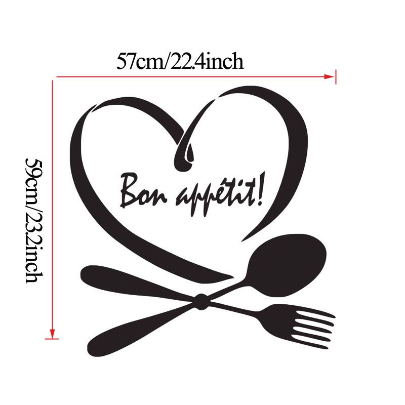 Wholesale And Retail Bon Appetit Wall Stickers Franch Kitchen Wall Decorative Vinyl Wall Decals Heart Shaped Spoon Fork Stickers From Moderndecal 5 06 Dhgate Com