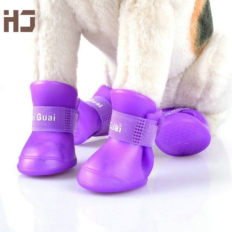 2020 Rubber Silicone Dog Rain Boots Cute Pet Shoes Boots Waterproof