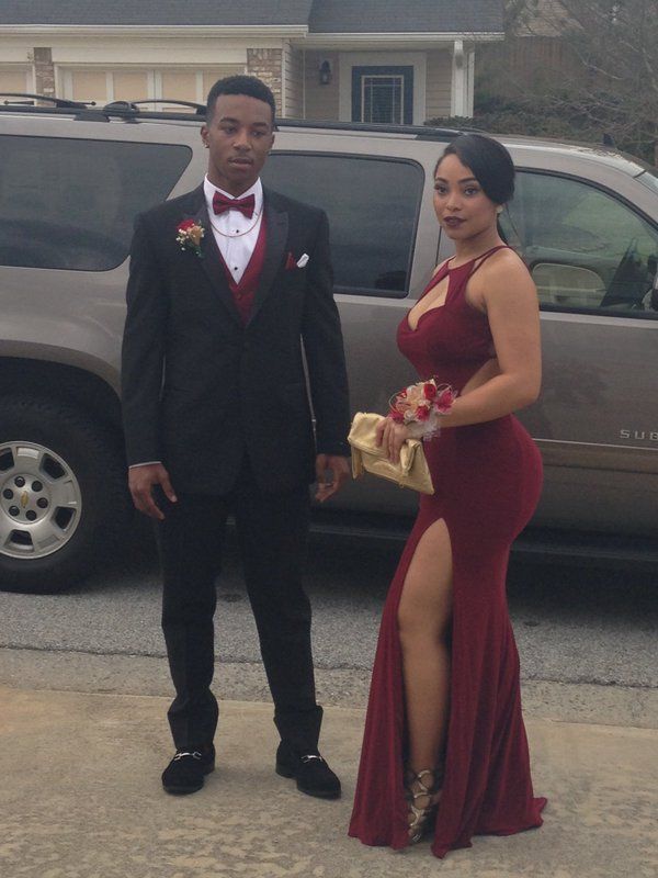 black and burgundy prom