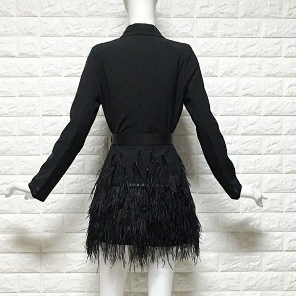 2021 2017 Autumn Women Suit Jacket Fashion Feathers Patchwork Blazer