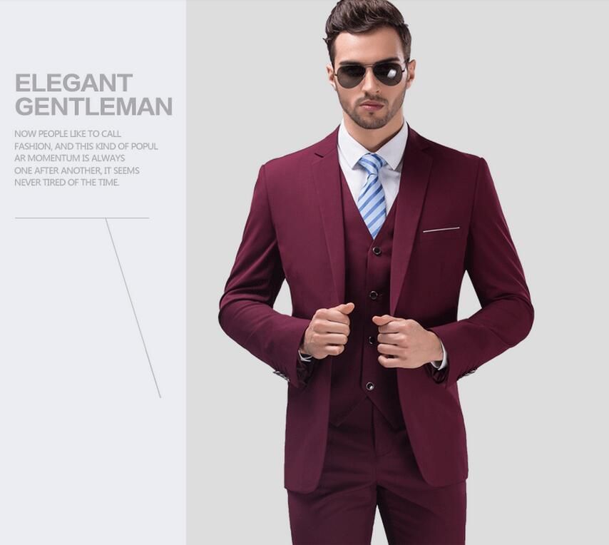 Acquistare Vino Rosso Uomo Sposo Bello Classico Abito Da Sposa PROM Vestito  Abiti Occasioni Formali Vestito A Tre Pezzi Giacca + Pantaloni + Gilet  Economico | Consegna Veloce E Qualità | DHgate Italy